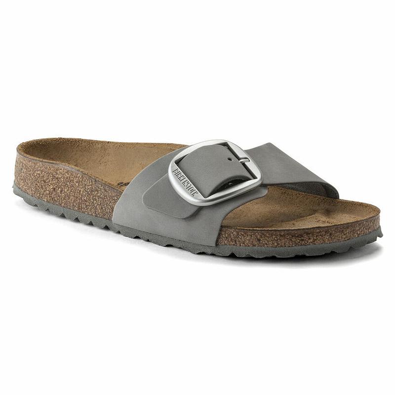 Birkenstock Big Přezkou Nubuck Læder Madrid Dame Grå | DK 409ZUT